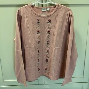 Vintage HABAND Embroidered Flowers Cottagecore Long Sleeved Shirt / Sweatshirt